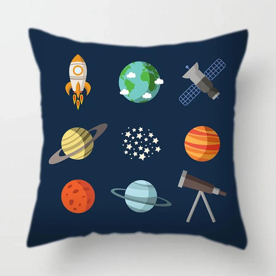 45X45Cm Universe Theme Cushion Cover Space Dream Astronaut Planet Decorative Pillows Case For Sofa Home Kids Room Pillowcase