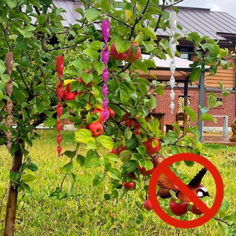 Colorful Reflective Spiral Bird Repellent Strips Hanging Flash Scare Bird Deterrent Rod For Outdoor Garden Farm Balcony Repeller