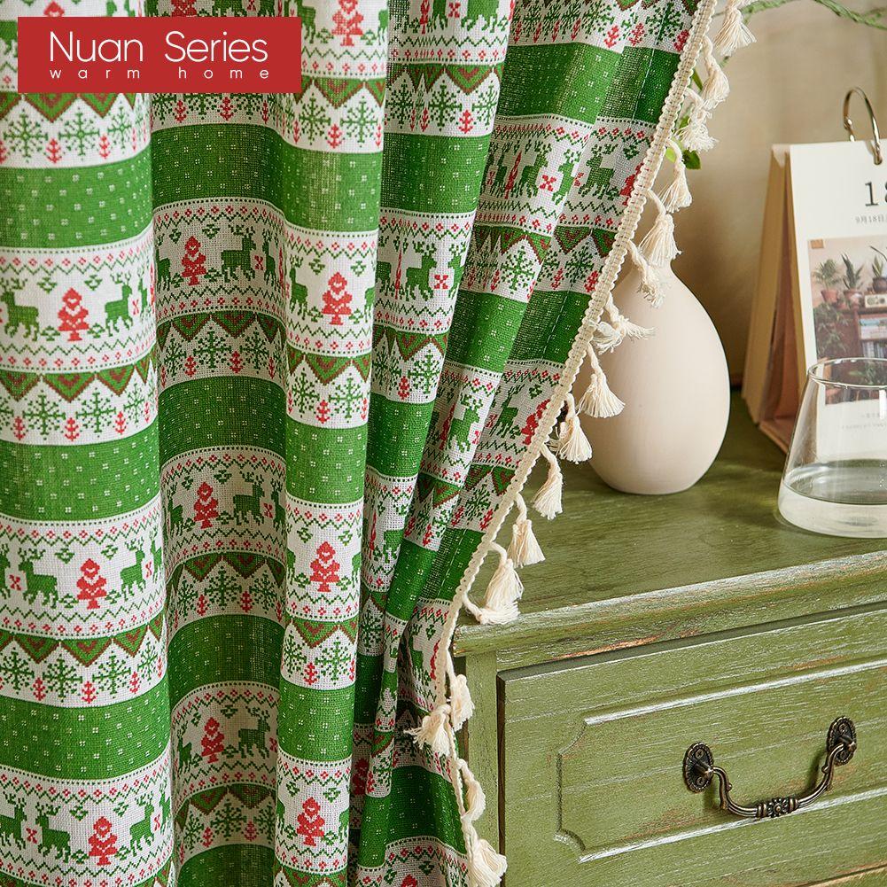 1PC Nuan Series Fashionable and Versatile Bohemian Style Cotton and Linen Comfortable Tassel Curtains for Small Windows Balcony
