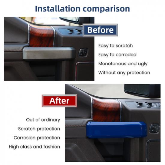 4PCS Blue Inner Door Handle Decoration Cover Trim For Ford F150 2015-20 4-DR US