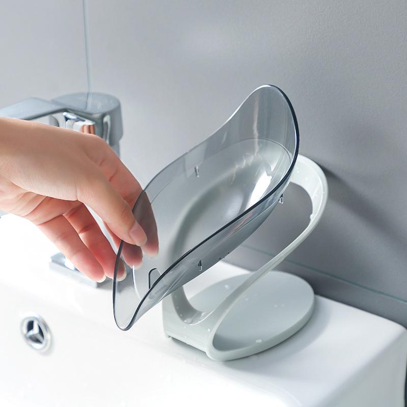 Bathroom Soap Holder Leaf Shape Dish Soap Kitchen Sponge Soap Box Storage Non-slip Drain Soap Case Container Bathroom Accessorie