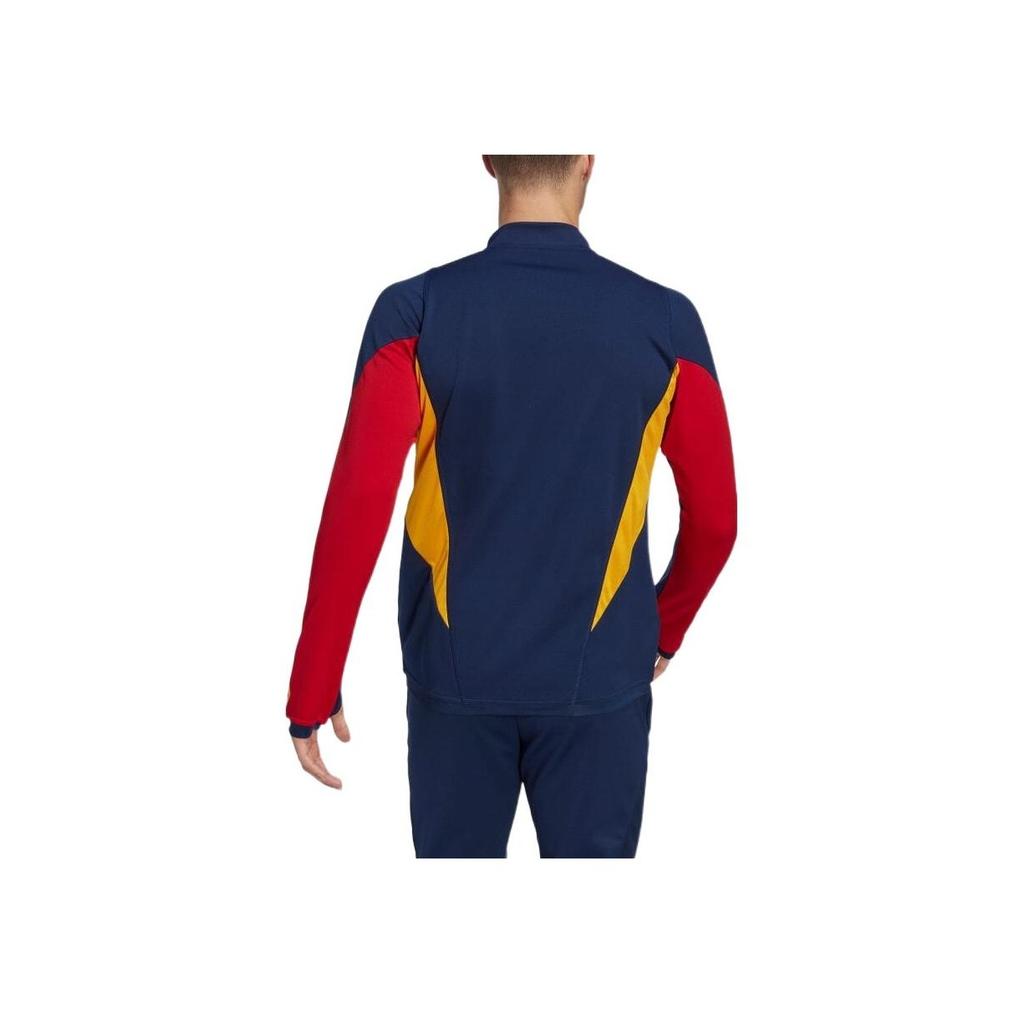 Adidas Logo Half-Zip Spliced Stand Collar Long Sleeve Football Jersey Men Tops Navy-Blue HE8829