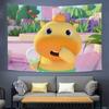 Cute Yellow Dragon CAPYLULU Wall Tapestry Cartoon Character Orange On Head Heart Music Note Kawaii Kids Room Home Decor