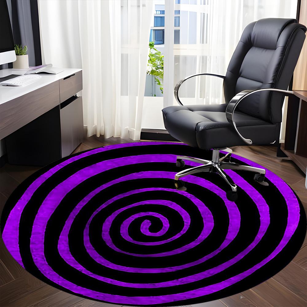 1pc Spiral Pattern Office Round Area Rug,  Mat Suitable ForOffice, Under Office Chairs Bedroom Living Room Home Decor, Room Deco