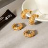 18K Gold Stainless Steel Diamond-set Twisted Earrings for Women, Premium Titanium Steel Jewelry, Versatile Light Luxury Studs