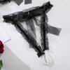 Erotic Lingerie Sexy Bra Pearl Bow Exposed Breast Panty Ribbon Underwear Set Woman Clothing Attractive Open Chest G-string Sets