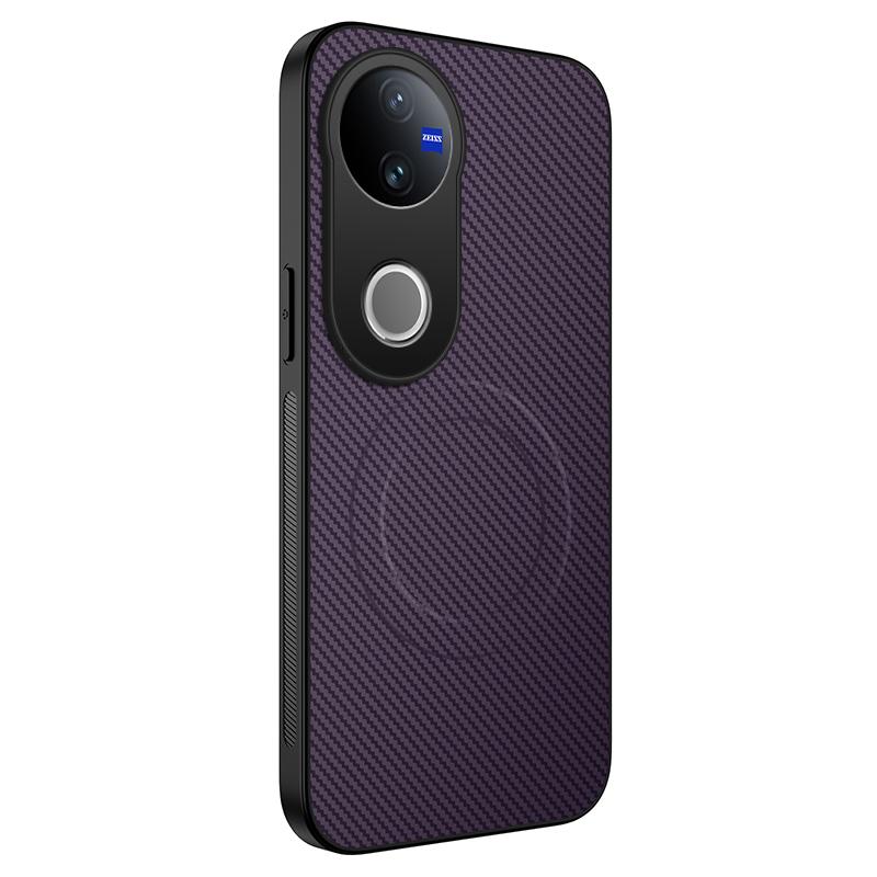 

Магнитный чехол из углеродного волокна для VIVO V50 Lite V40 Pro 5G Ультратонкий Жесткий Матовый Защитник Камеры Задняя Крышка Ударопрочный ТПУ Бампер V40 фиолетовый
