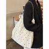 Korean large-capacity polka dot canvas bag, new lazy style commuter shoulder tote bag, niche versatile underarm bag