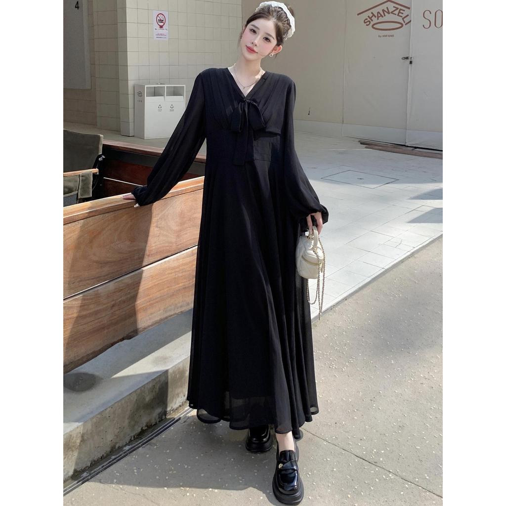 60285: Plus Size Retro Goddess Waist-Cinching Long Sleeve Dress