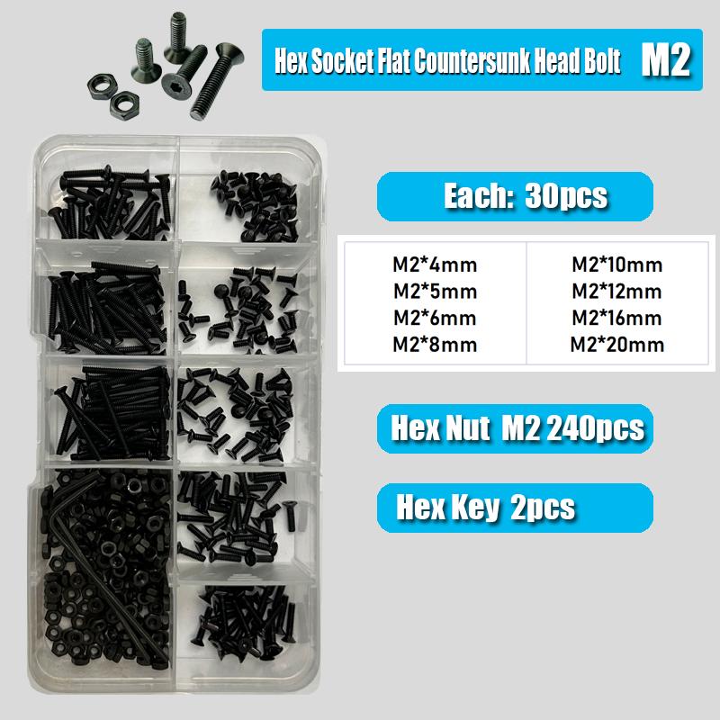 

Комплект гаек для болтов с потайной головкой и шестигранным углублением под ключ M2 M3 M4 M5 M6, черный стальной шестигранник класса 10.9 с потайной головкой и шестигранным углублением под ключ