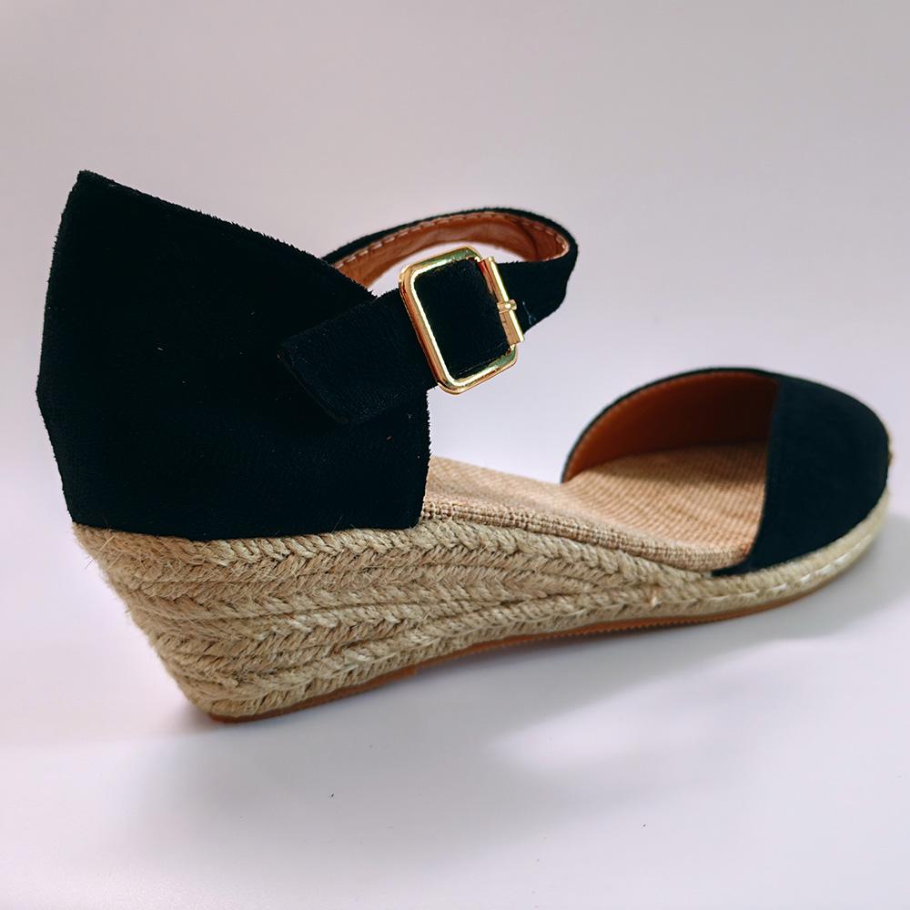 Sandali Espadrille Zeppa Donna Zeppe Piattaforma Eleganti da Donna Estivi Casual Tacchi Neri 5,5 cm Taglia Larga 42