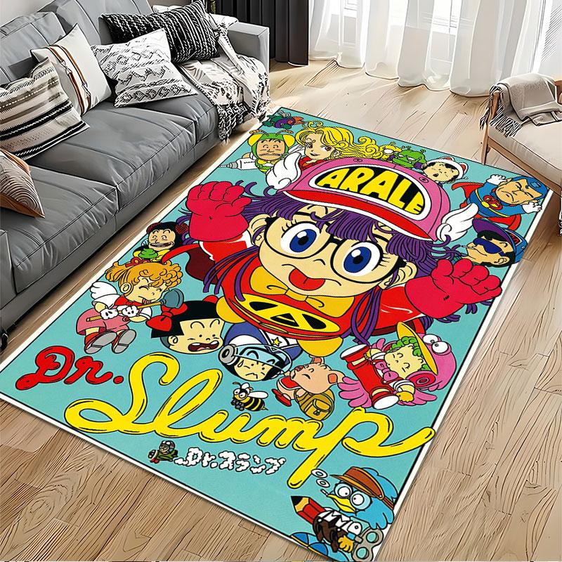 "Dr. Slump Cartoon Pattern Rug" suitable as a non-slip mat for the living room or bedroom sofa