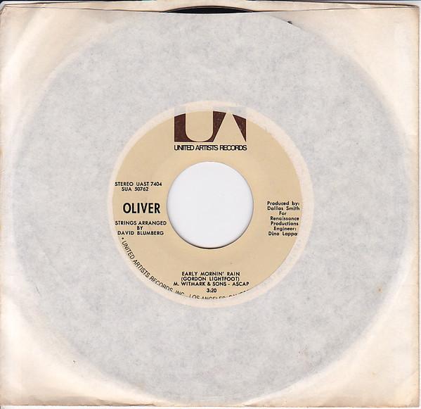 

7inch Record OLIVER Early Mornin Rain SUA50762 United Artists 1971 UK Pop Used