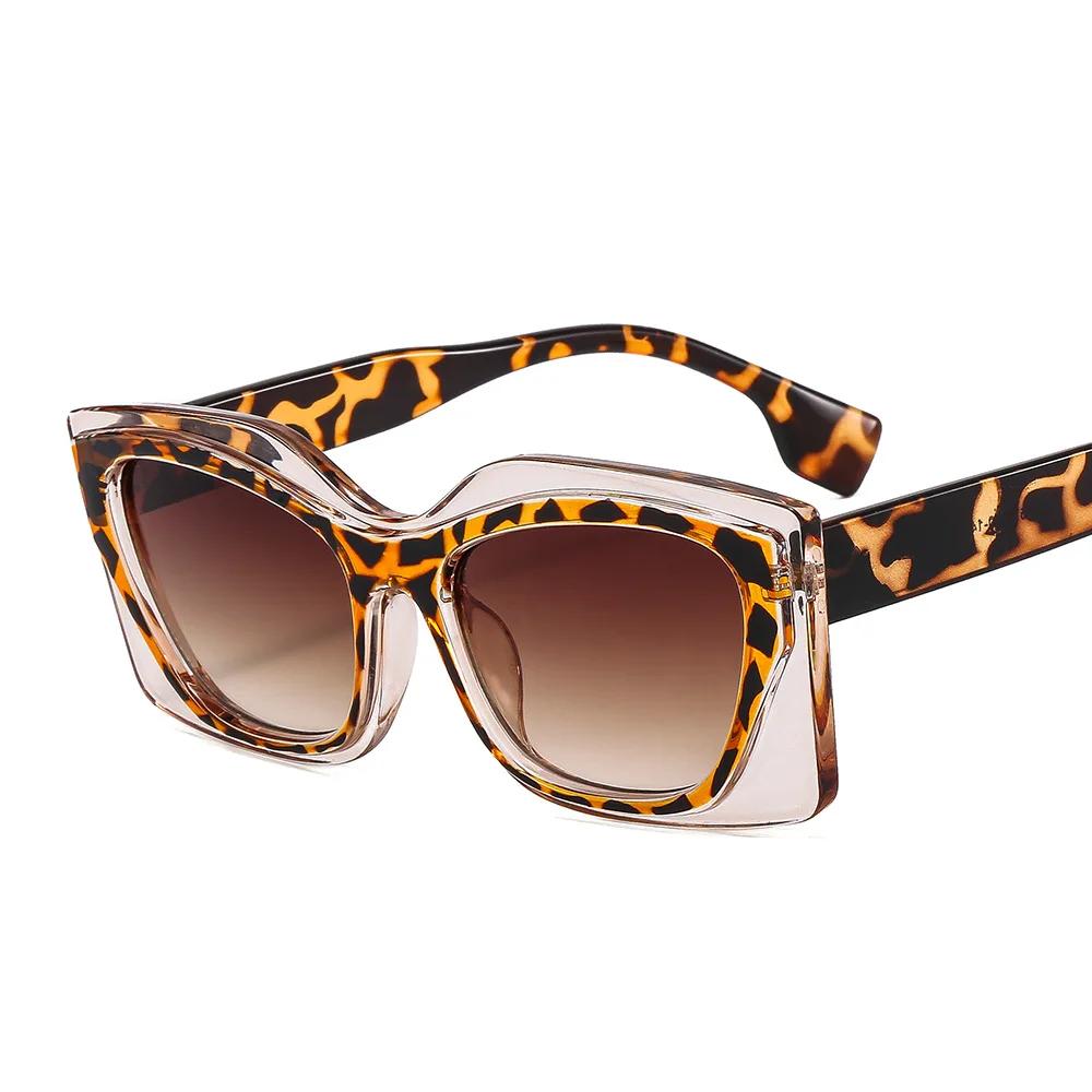 Polygonal Luxury Stylishy Sun Glasses Women Colorful Square Frame Sunglasses Stylishable European and American Party Flat Mirror