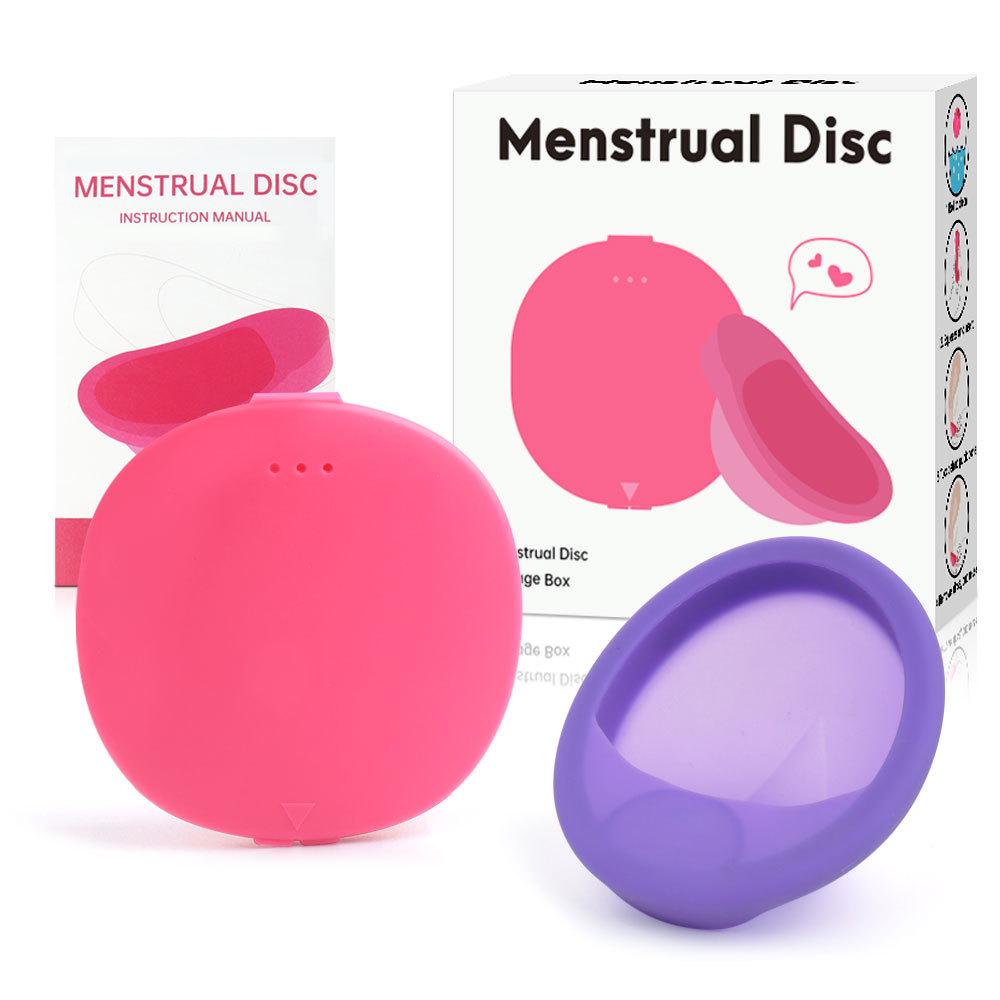 Silicone Menstrual Disc Cup with Storage Box and Built-in Handle for Women