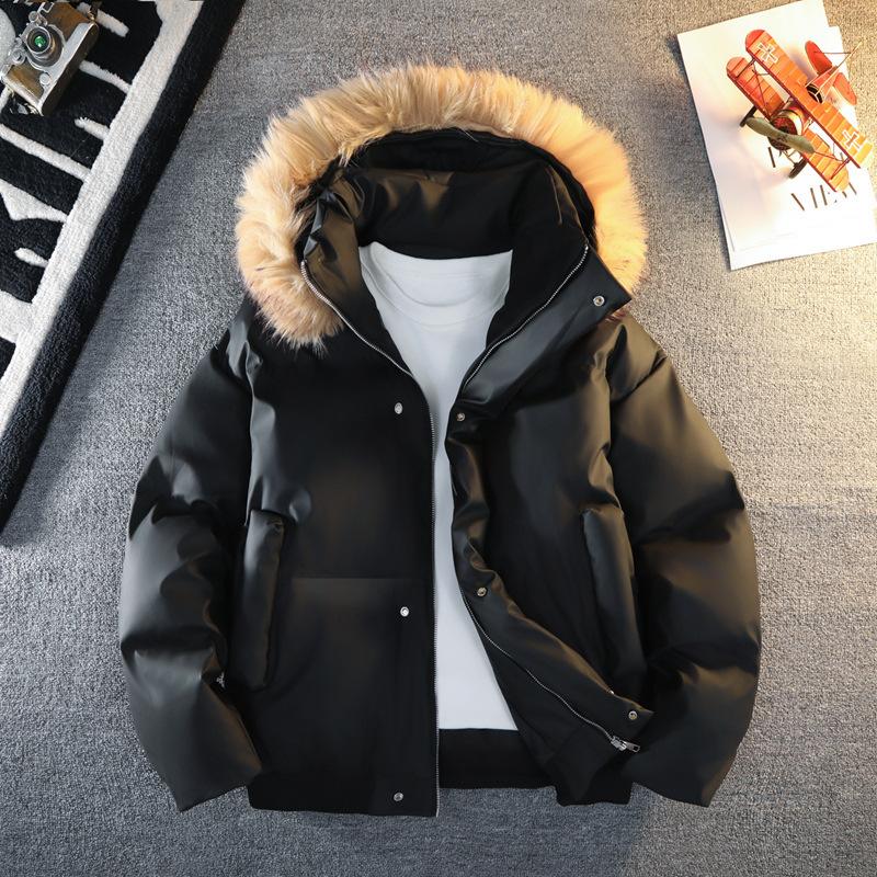 Casual Men's Fur Collar Detachable Cotton-Padded Short Jackets Winter Windproof Thick Coats Outwear Warm Top Clothing