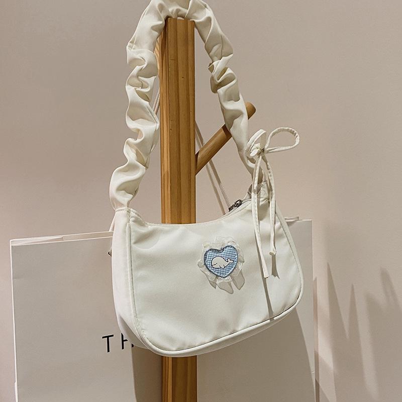 Niche Design Feeling Armpit Bag Women's Shoulder Bag Crescent Bag Pleated Cute Small Fresh Adjustable Drawstring Handbag