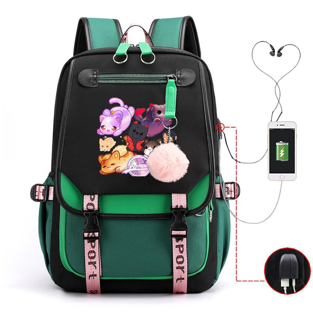 My World Harajuku Leisure Backpack Junior High School Student Elementary School Student Multifunctional USB School Bag Female