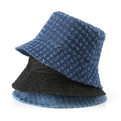 Hat Spring and Autumn Plaid Dome Denim Bucket Hat Fashion Street Trend Sunscreen Sunshade Basin Hat