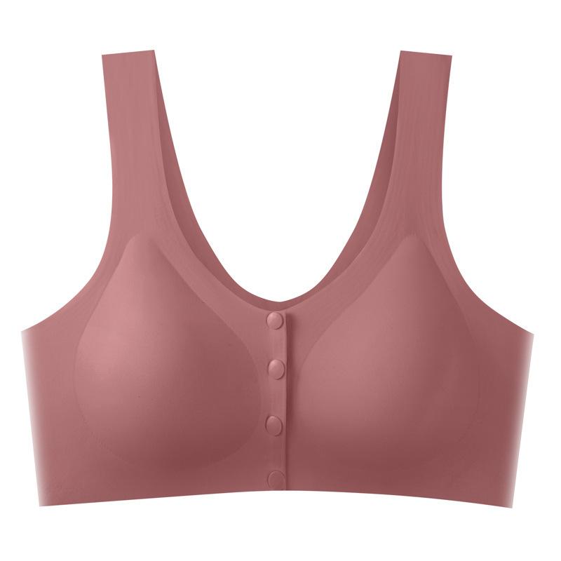 Large Size Ice Silk Front Open Button Bra Seamless Pregnant Women Breastfeeding Vest Gathering Anti-sagging Bra Wholesale