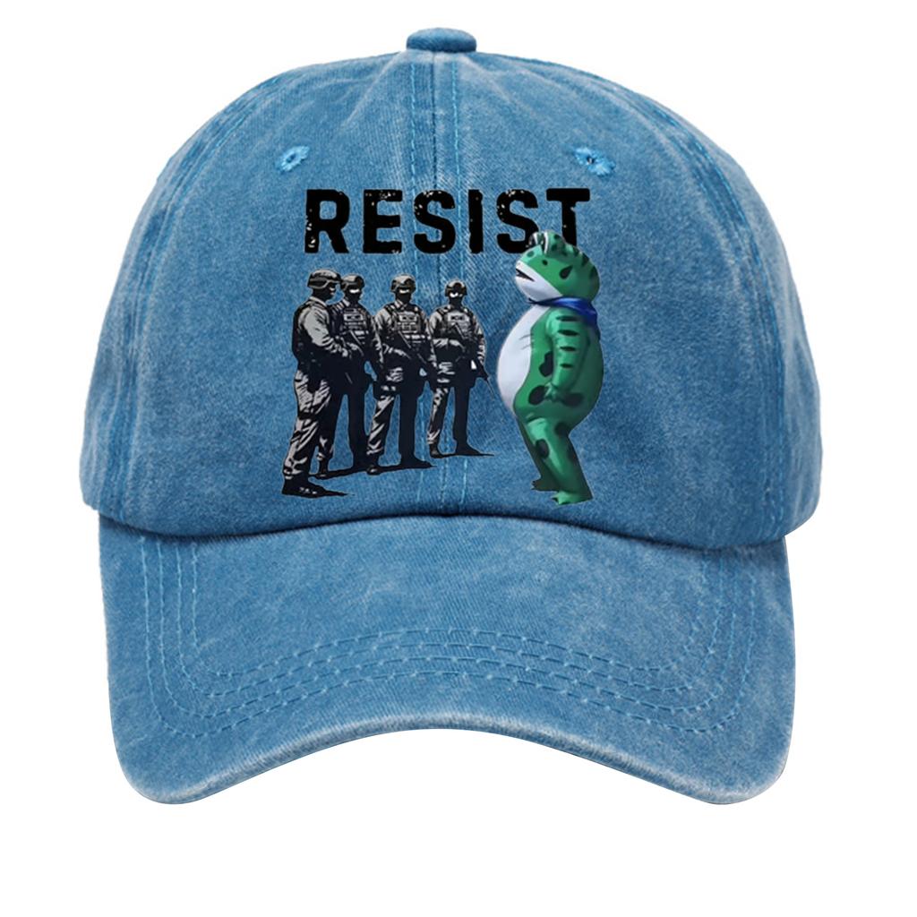 Men's Washed Cotton Baseball Cap With Printed Distressed Soft Top Denim Hat, Vintage Hat