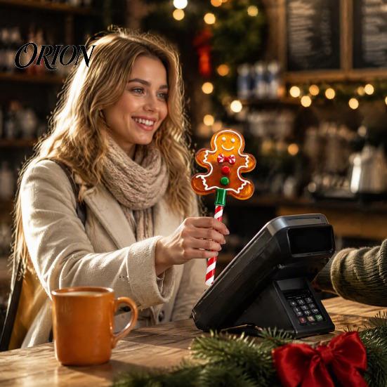 Бесконтактная платежная палочка, Рождественская палочка Tap-to-Pay, Держатель для кредитной карты с ручкой в виде леденца-трости, Милый для терминала, Санта, Снеговик, Елка, Пряничный человечек