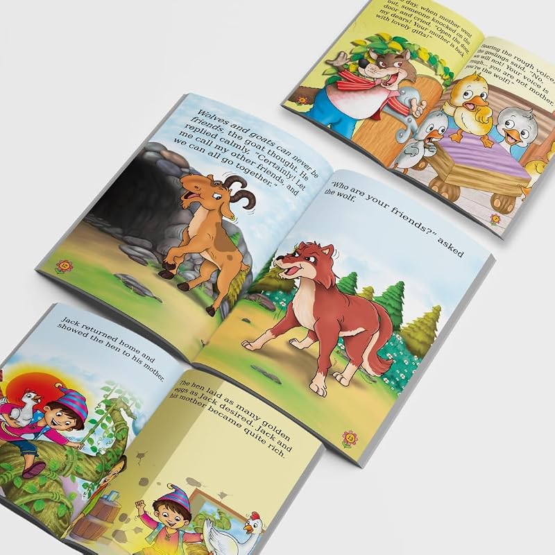 Story Books for Little Kids Fairy Tales (Illustrated) (Set of Books) Rapunzel, Puss in Boots, Little Cap, Blacky and Goldy Beauty and the B