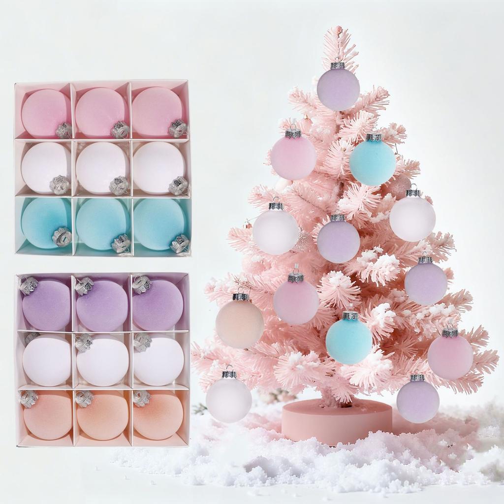 Weihnachten Beflockte Weihnachtskugel Dekoration Weihnachtsbaumschmuck Anhänger Heim Garten Party Dekoration