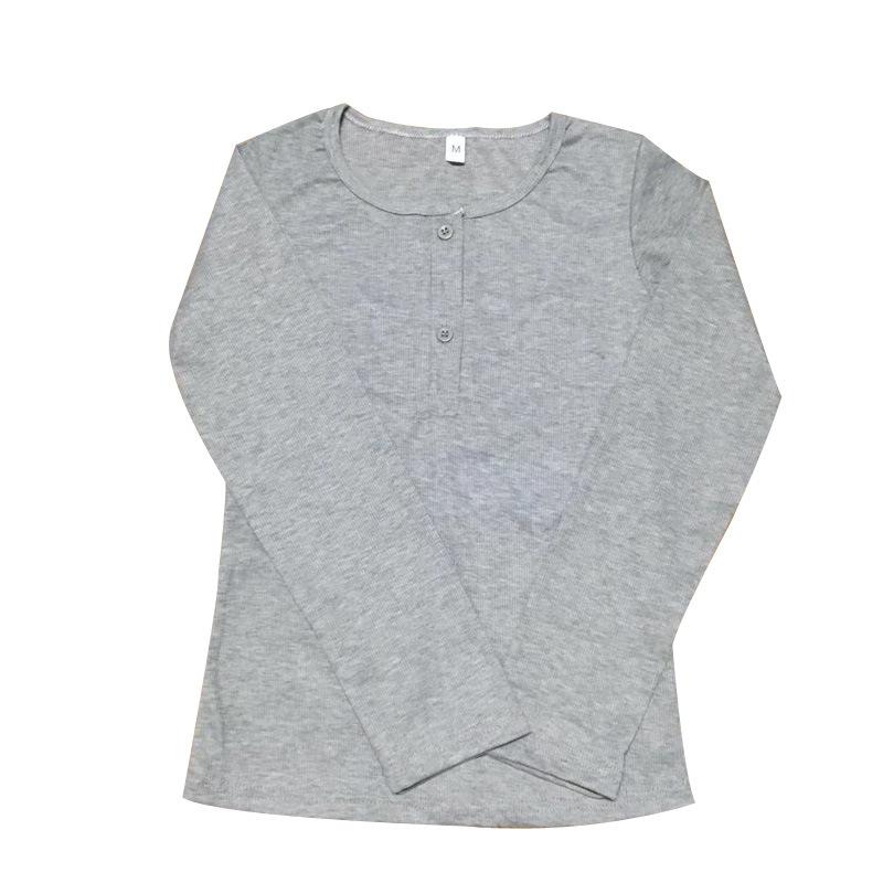 Women's Slim Fit Korean Style Long Sleeve T-Shirt with Buttons and Ribbed Texture Solid Color Can Be Worn As Inner Wear or Outer Wear Base Layer Top