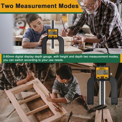 0-80mm Woodworking Depth Ruler Digital Tablesaw Height Ruler Digital Height Depth Gauge LCD Display