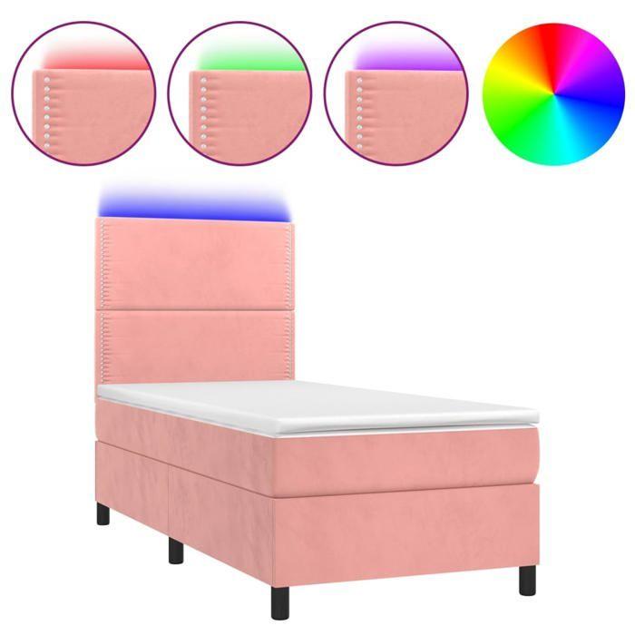 VidaXL Sommier à Lattes de Lit avec Matelas et LED, Lit Rembourré, Lit Simple, Lit Adulte de Chambre à Coucher Intérieur, 3136052