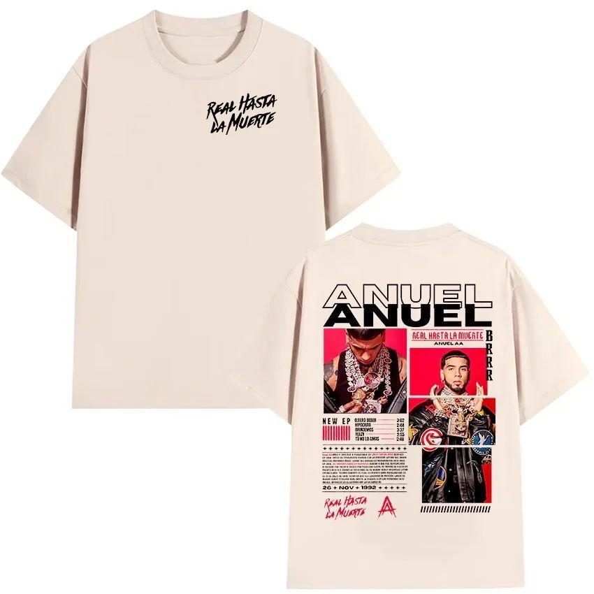 Hip Hop Gothic T-Shirt Rapper Anuel AA Real Hasta La Muerte Tour New Album T-Shirt Print Cotton Short Sleeve T-Shirt Unisex