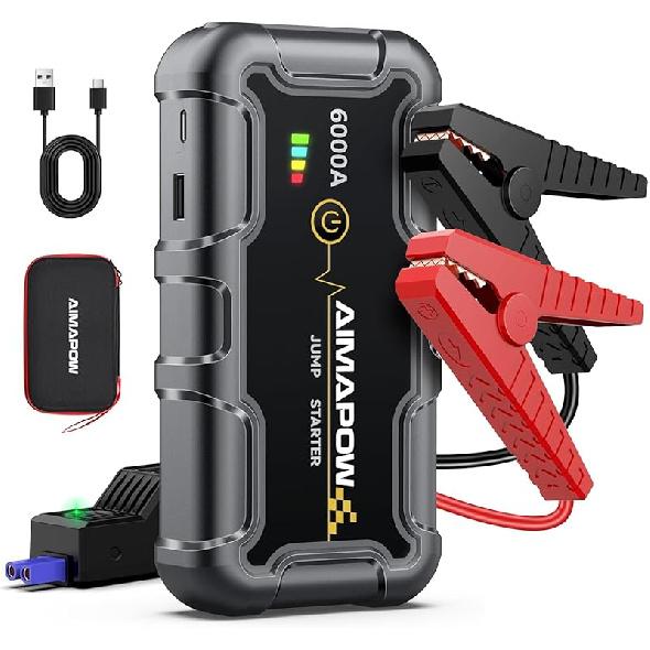 AIMAPOW Portable Car Battery Jump Starter 6000A 20000mAh Jump Box, Car Jumper Starter Portable Jumper Cables for car(AllL Gas/10L Diesel), Fast 6000A