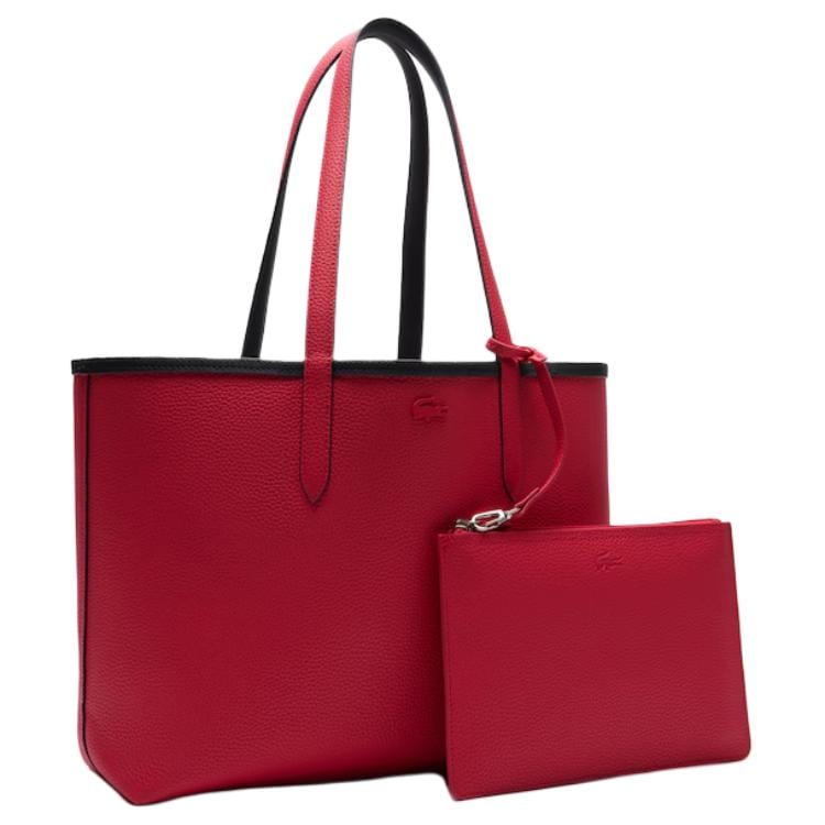 LACOSTE PVC Tote Bag, Shopping Bag, Shoulder Bag, Handbag Women's Dark Blue & Red NF2142AA-Q19