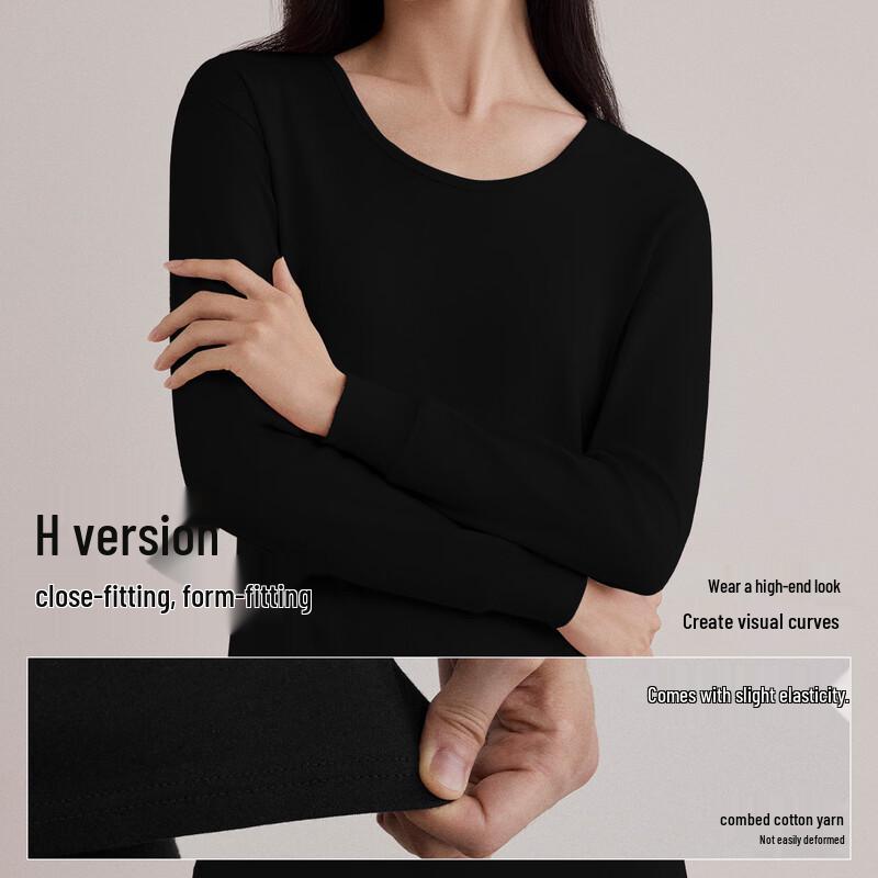 HLA Women's Round Neck Pure Cotton Antibacterial Thermal Base Layer Set