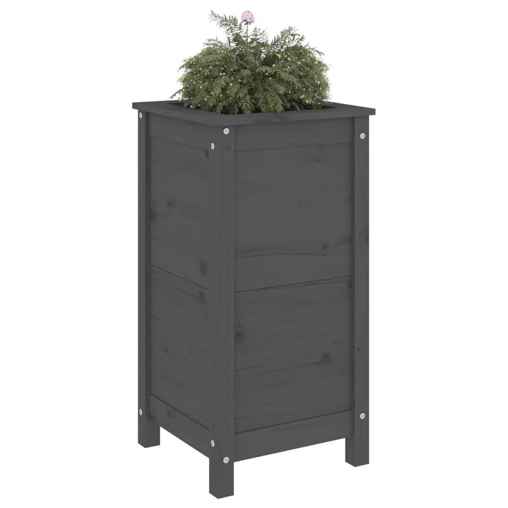 Plant Pot Gray 40x40x78 cm Solid Pine Wood
