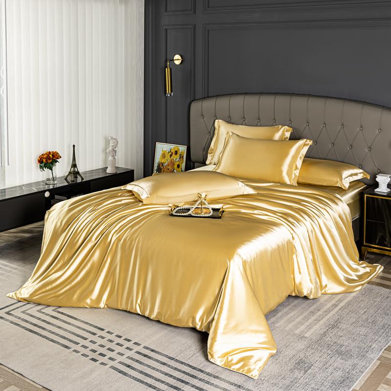 High Quality Bedding Set Skin Friendly Satin Quilt Cover Single Double Full Queen Solid Color Duvet Cover