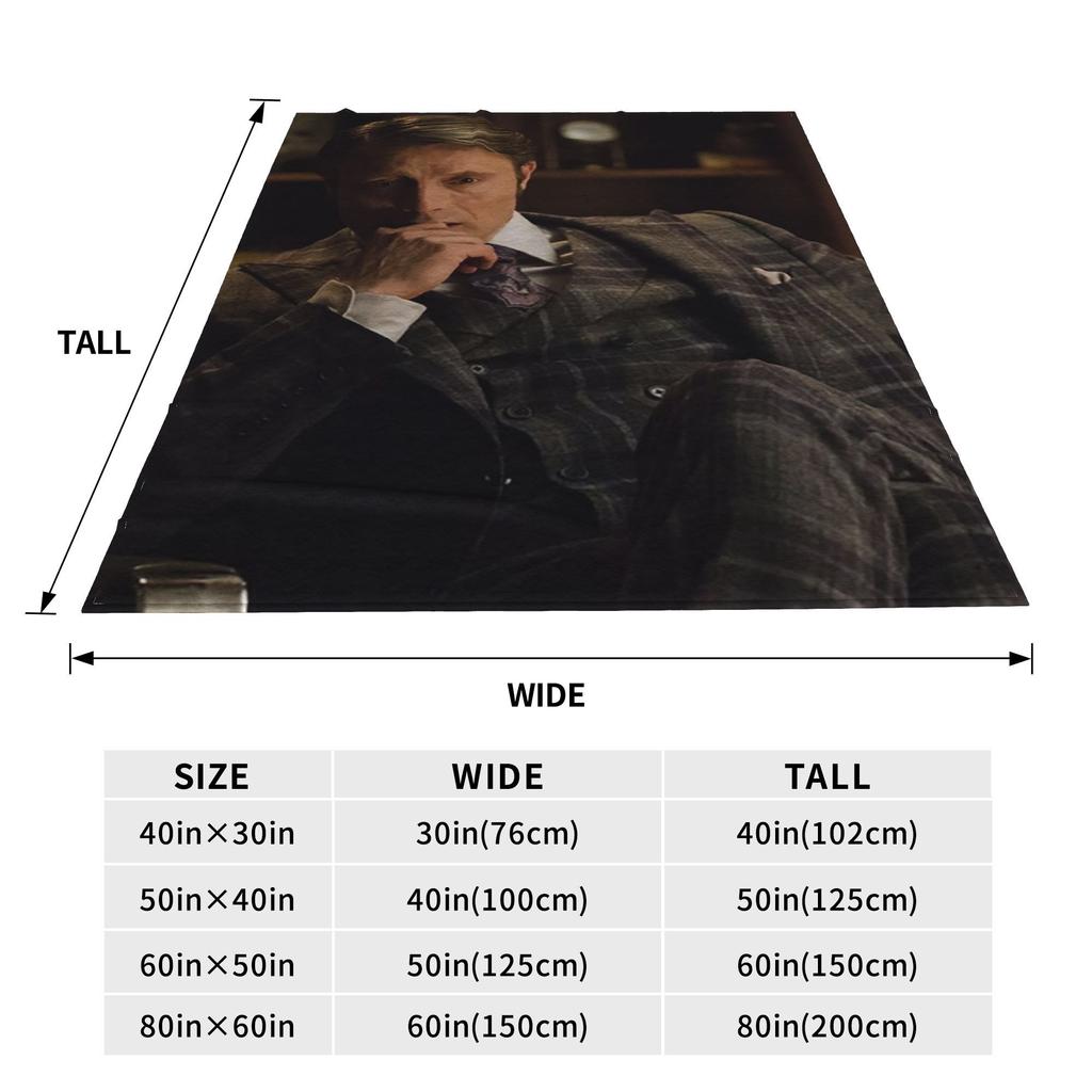 Mads Mikkelsen Hannibal Lecter (Hannibal TV) Blankets Portable Flannel Sofa Throw Blanket Couch Outdoor Throws Bedspread Quilt