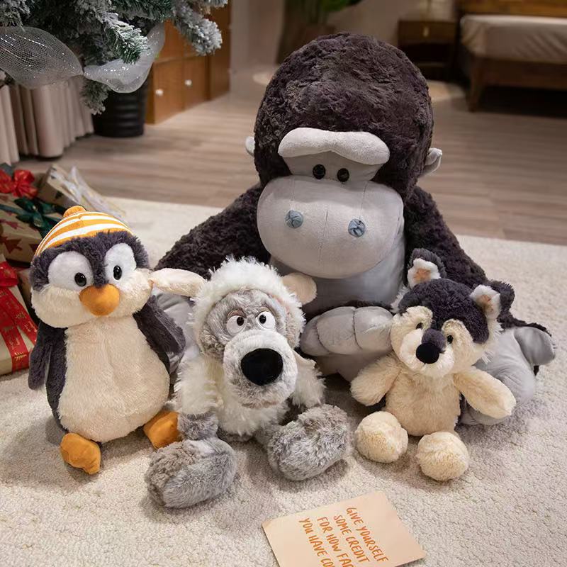25/35cm New Imitation Wolf Penguin Husky Gorilla Doll Soft Fill Plush Toy Cartoon Anime Cute Gift for Girlfriend Fun Doll