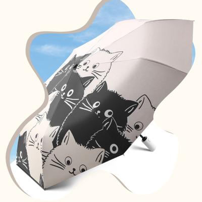 Automatic Umbrella with Ergonomic Handle Cartoon Style UV Protection Foldable Lightweight Small Compact Umbrella for Daily Use