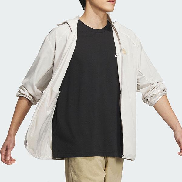 Adidas V LT Woven Jacket Solid Color Sun Protection Hooded Coat Unisex Jackets White JJ1300