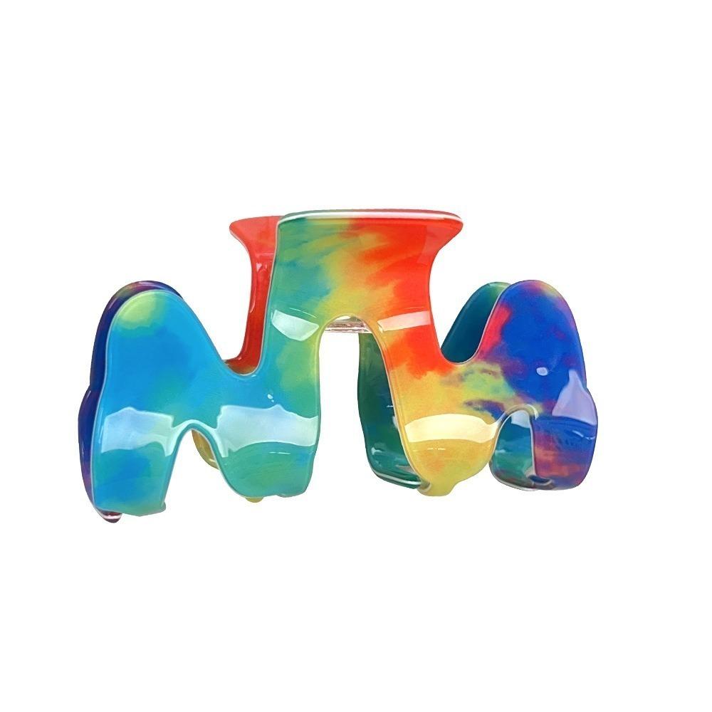 Hair Accessories M Shape Hair Claw Acrylic Women Hair Claw Rainbow Wave Crab Clip Washing Face