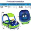 Baby Inflatable Pool Float with Canopy, Car Shaped Swim Float Boat with Sunshade & Steering Wheel, Cartoon Swim Seat Ring for Toddler Infants