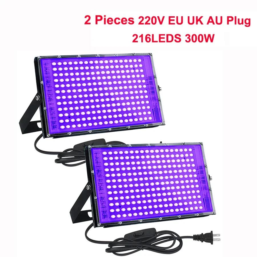 300W UV Black Floodlight 395nm 400nm Led UV Ultraviolet Stage Lamp  LED Stage Blacklight Waterproof Disco Party Stage Backlight