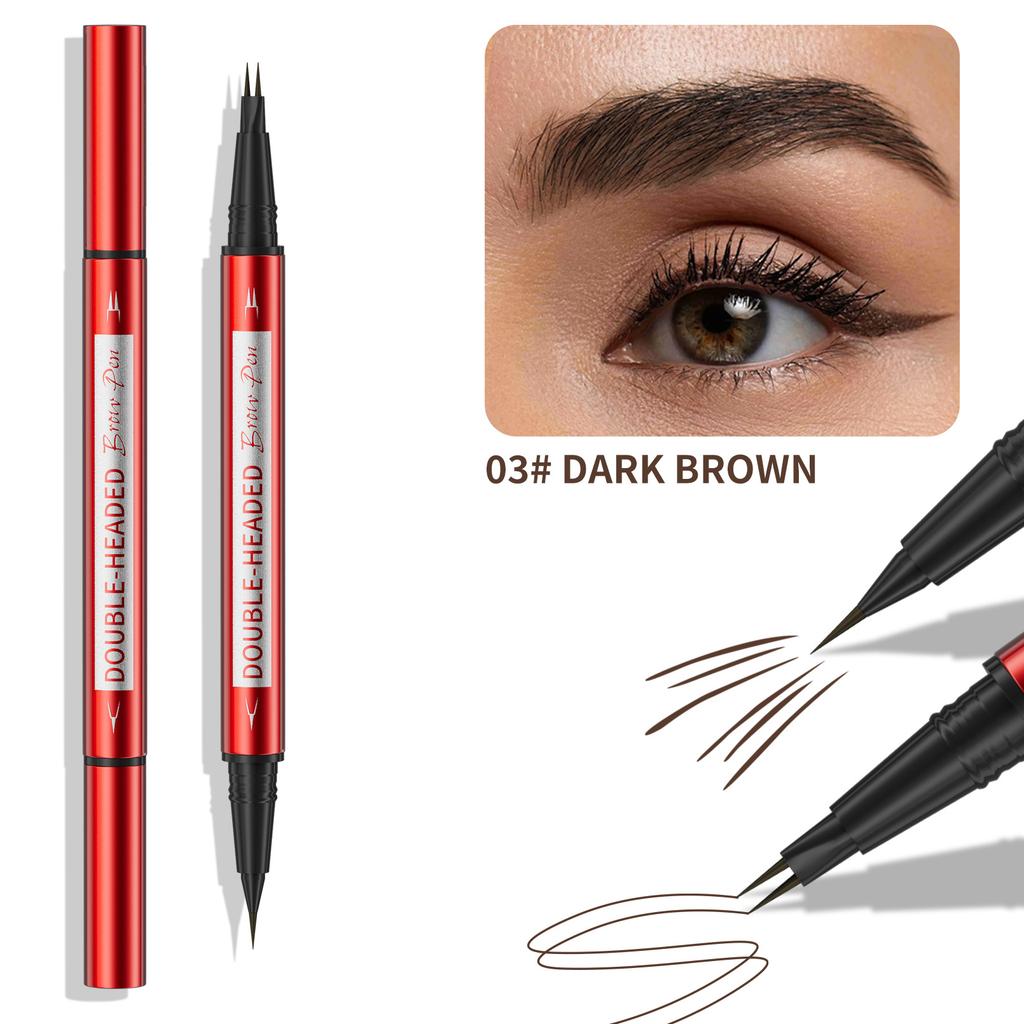 Red Tube Double-Headed Binary Eyebrow Pencil Waterproof And Non-Smudging Natural Wild Bionic Eyebrow Two-In-One Eyebrow Pencil