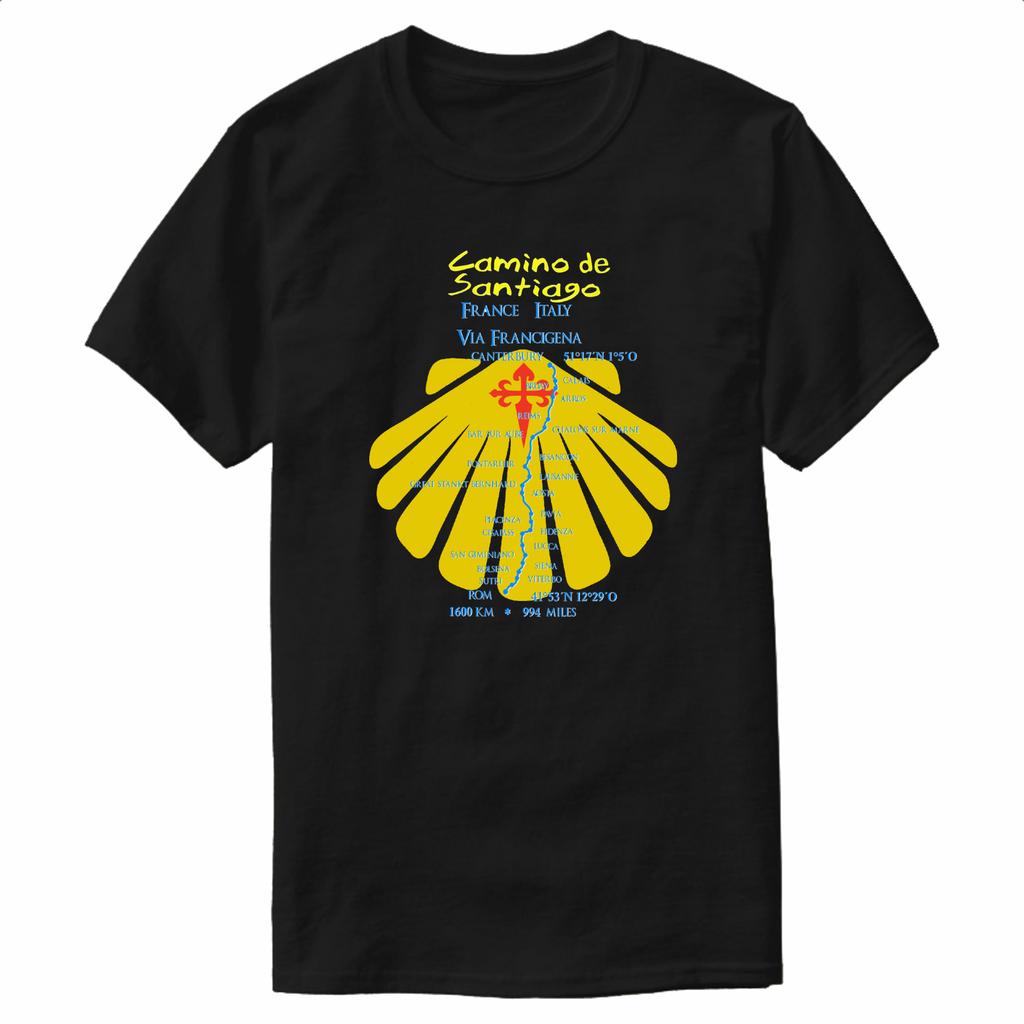 Novelty Hiking Route Map Camino De Santiago TShirt New 100 Cotton ONeck Summer Short Sleeve Casual Unisexs Tshirt Size S3XL