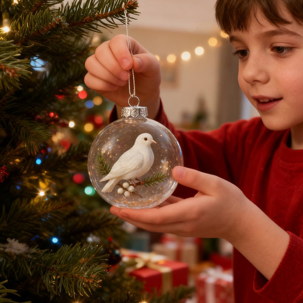 8cm Nature's Birds Crystal Glass Ornament Set Bird Glass Christmas Tree Ornaments Clear Christmas Balls Hanging Pendant For Home