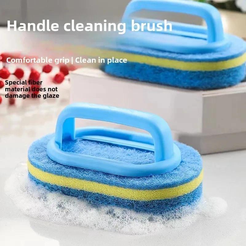 Cleaning Brush with Handle Kitchen Sponge Wipe Thickening Bathroom Tile Cleaning Sponge Household Stain Removal Clean Tools
