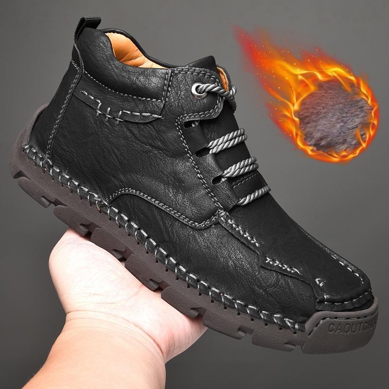 39-48 Men's Medium Top Casual Shoes Outdoor Leather Shoes Large Size Handmade Flat Shoes