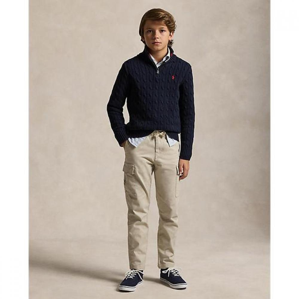 Polo Kids Boys 8 18 Years Cable Knit Cotton Quarter Zip Sweater  Cwposwey6820559410 